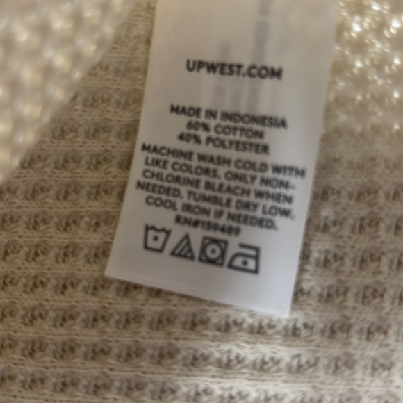 UpWest Cozy Up Waffle Henley T-Shirt Cream Olive NWT UW6 - Picture 4 of 4